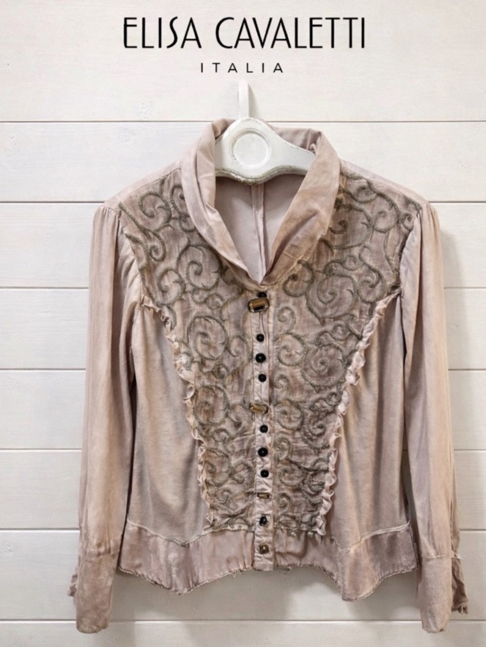 ELISA CAVALETTI CLUB – Blush Mixed-Texture blouse/Jacket (L)